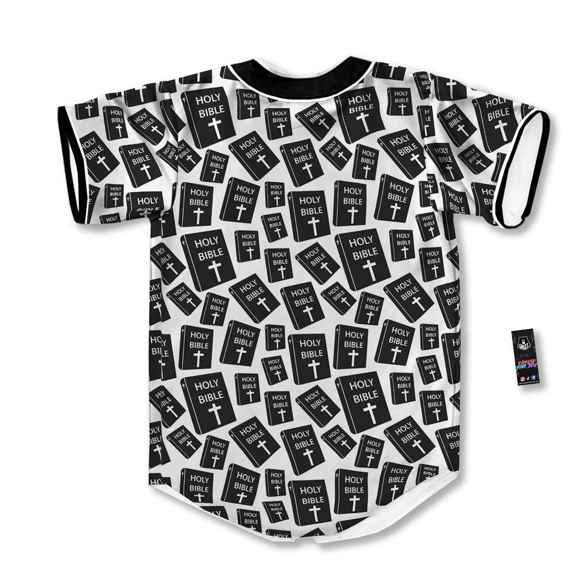 Holy Bible Christian Black Print Pattern Baseball Jersey-grizzshop