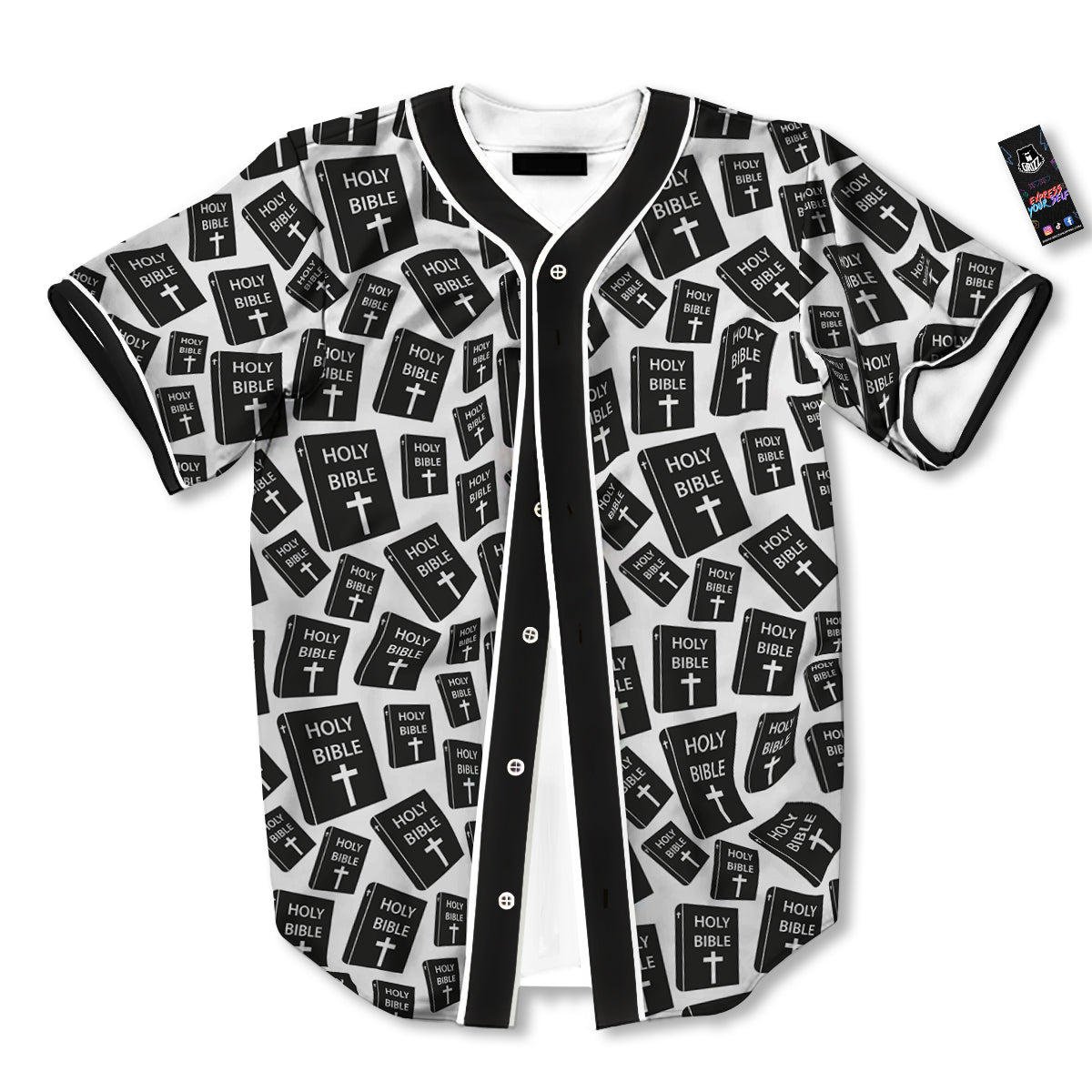Holy Bible Christian Black Print Pattern Baseball Jersey-grizzshop