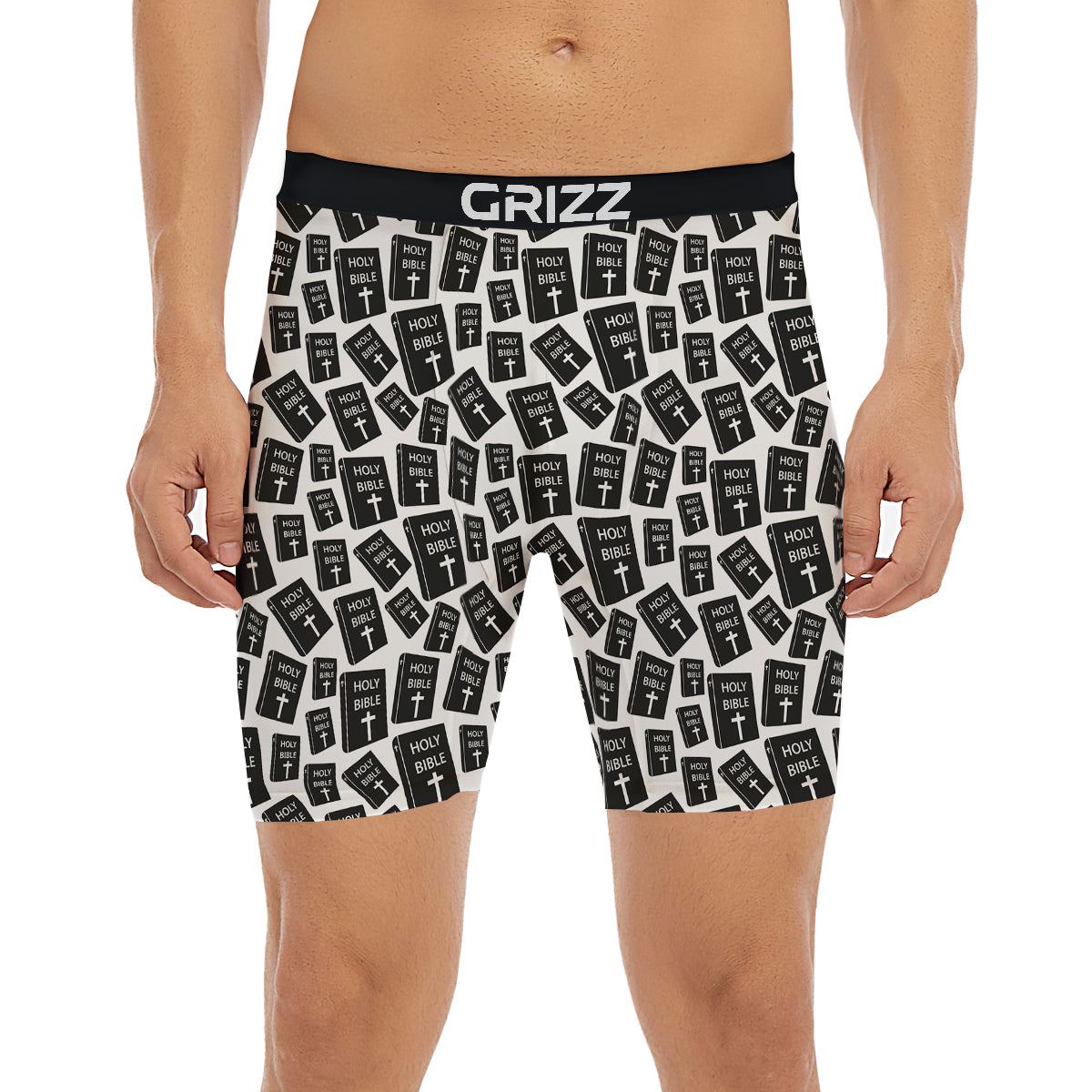Holy Bible Christian Black Print Pattern Boxer Briefs-grizzshop