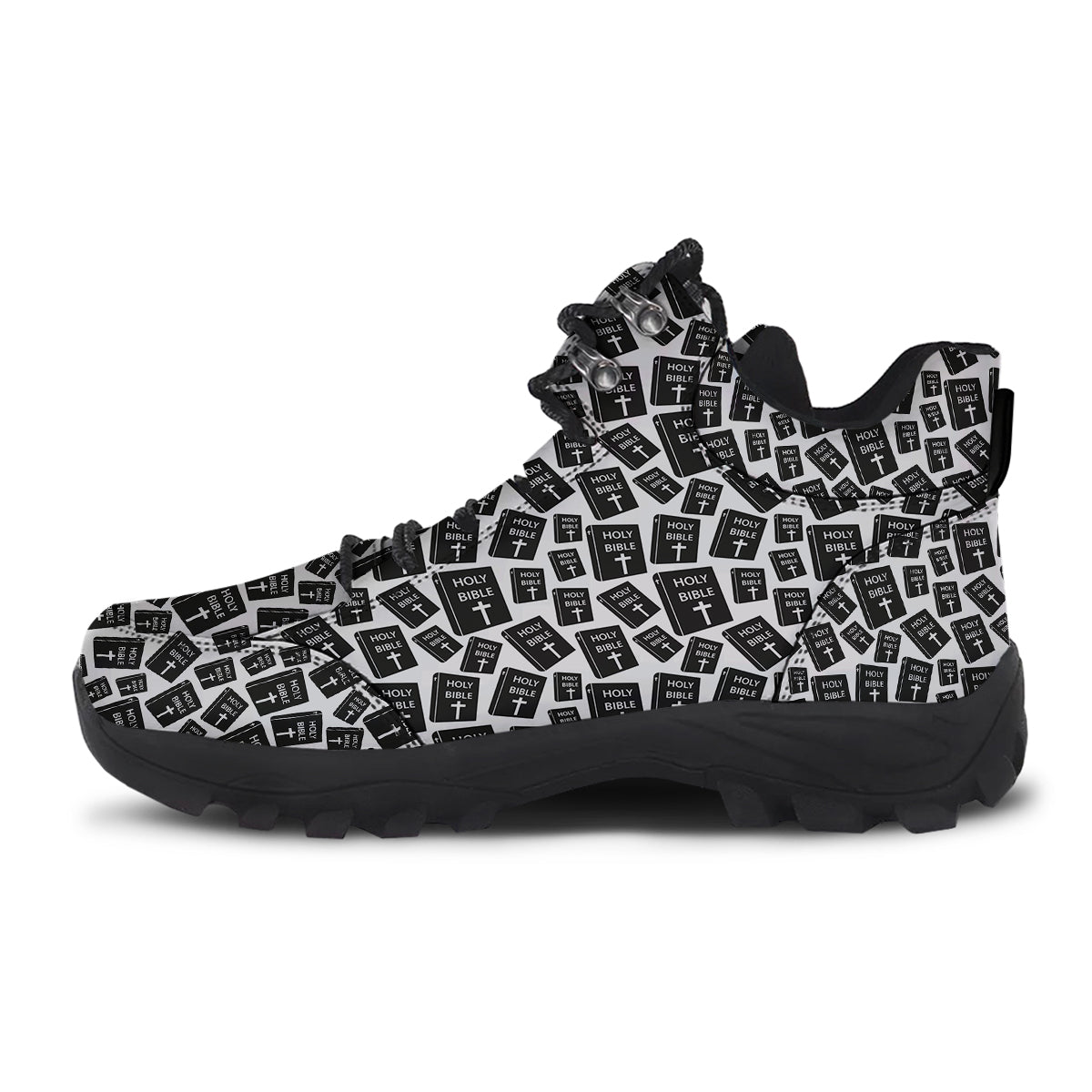 Holy Bible Christian Black Print Pattern Hiking Shoes-grizzshop