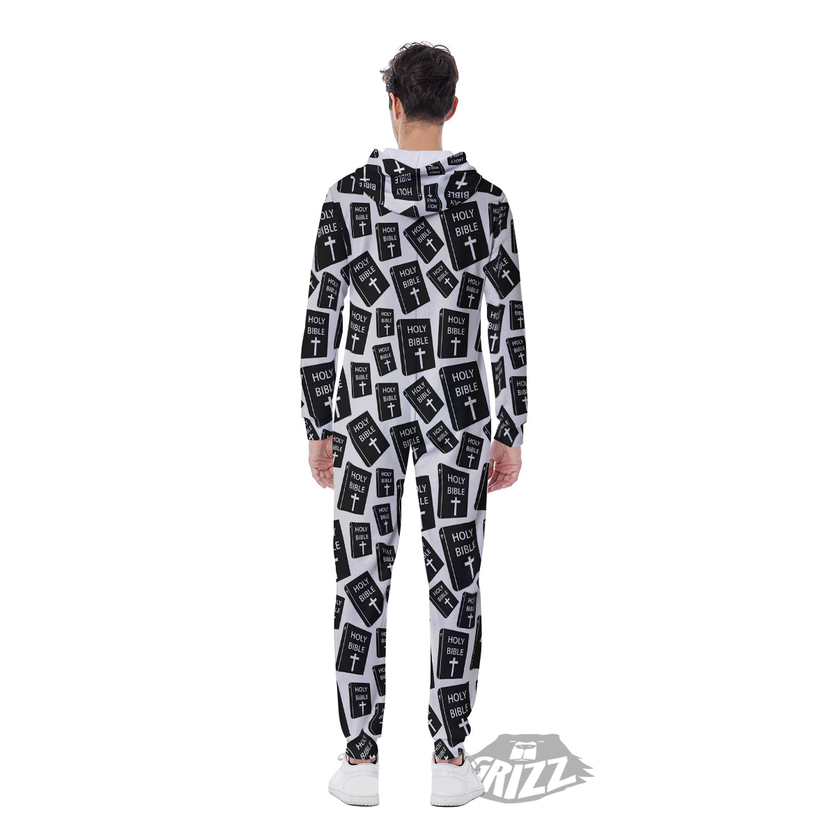 Holy Bible Christian Black Print Pattern Men's Jumpsuit-grizzshop