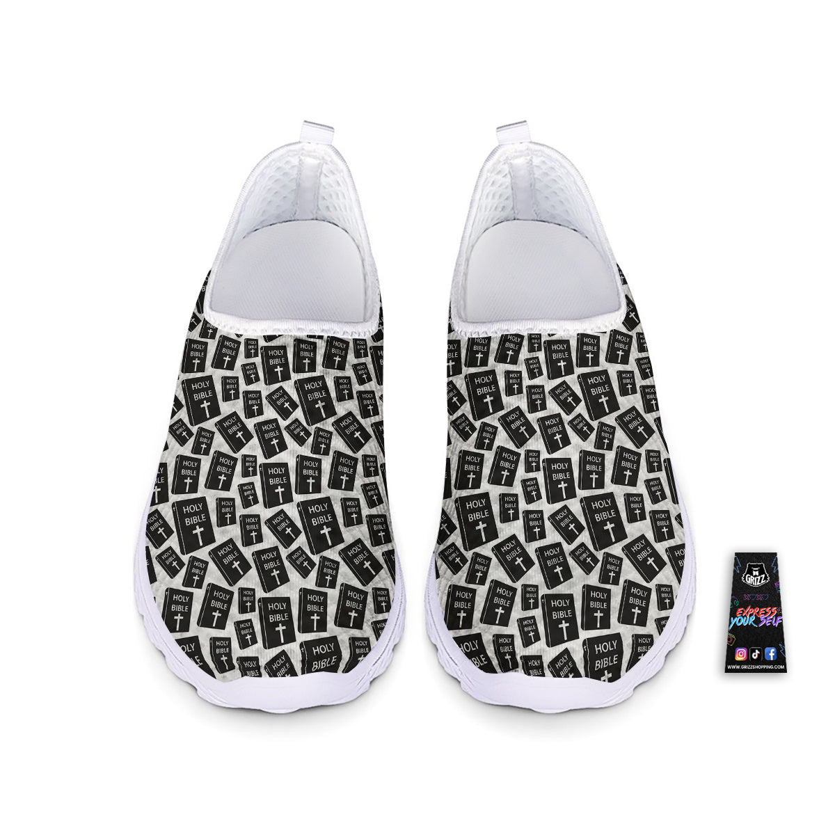 Holy Bible Christian Black Print Pattern Nurse Shoes-grizzshop
