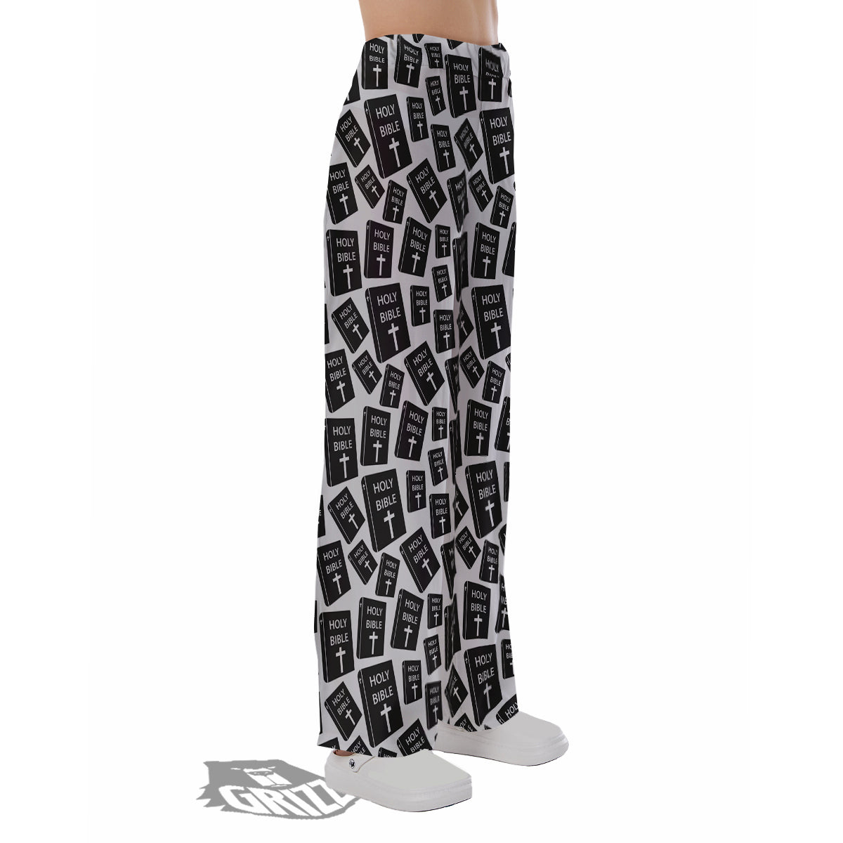 Holy Bible Christian Black Print Pattern Pajama Pants-grizzshop