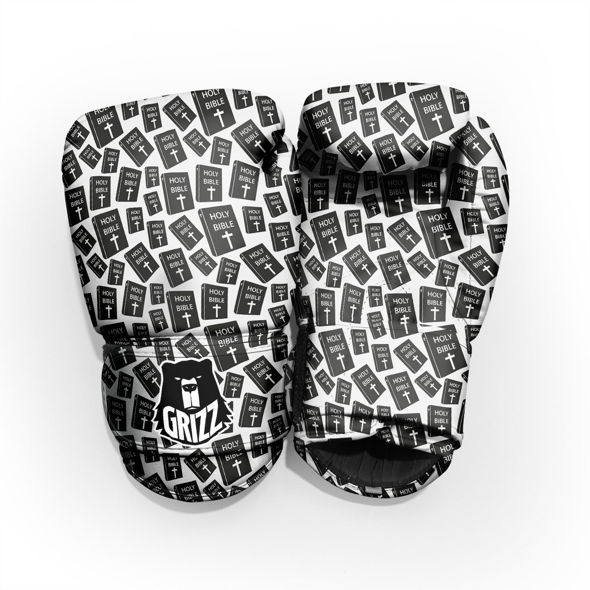 Holy Bible Christian Black Print Pattern Pro Boxing Glove