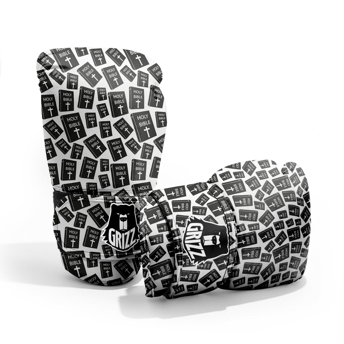 Holy Bible Christian Black Print Pattern Pro Boxing Glove