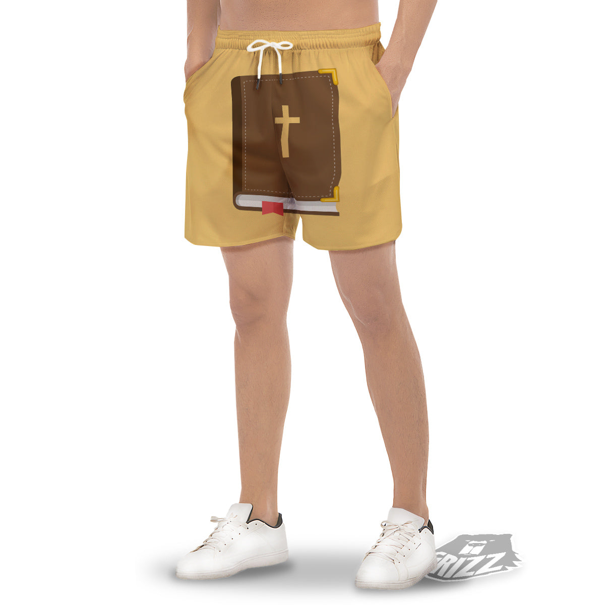 Holy Bible Christian Print Men's Gym Shorts-grizzshop