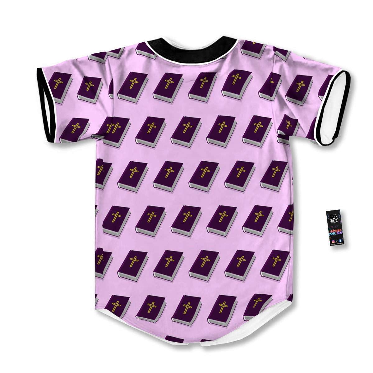Holy Bible Purple Print Pattern Baseball Jersey-grizzshop