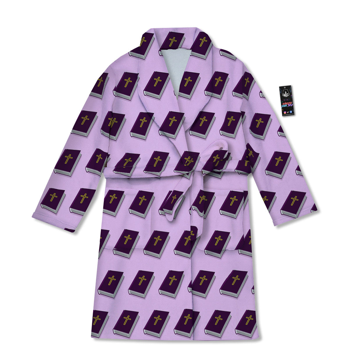 Holy Bible Purple Print Pattern Bathrobe-grizzshop