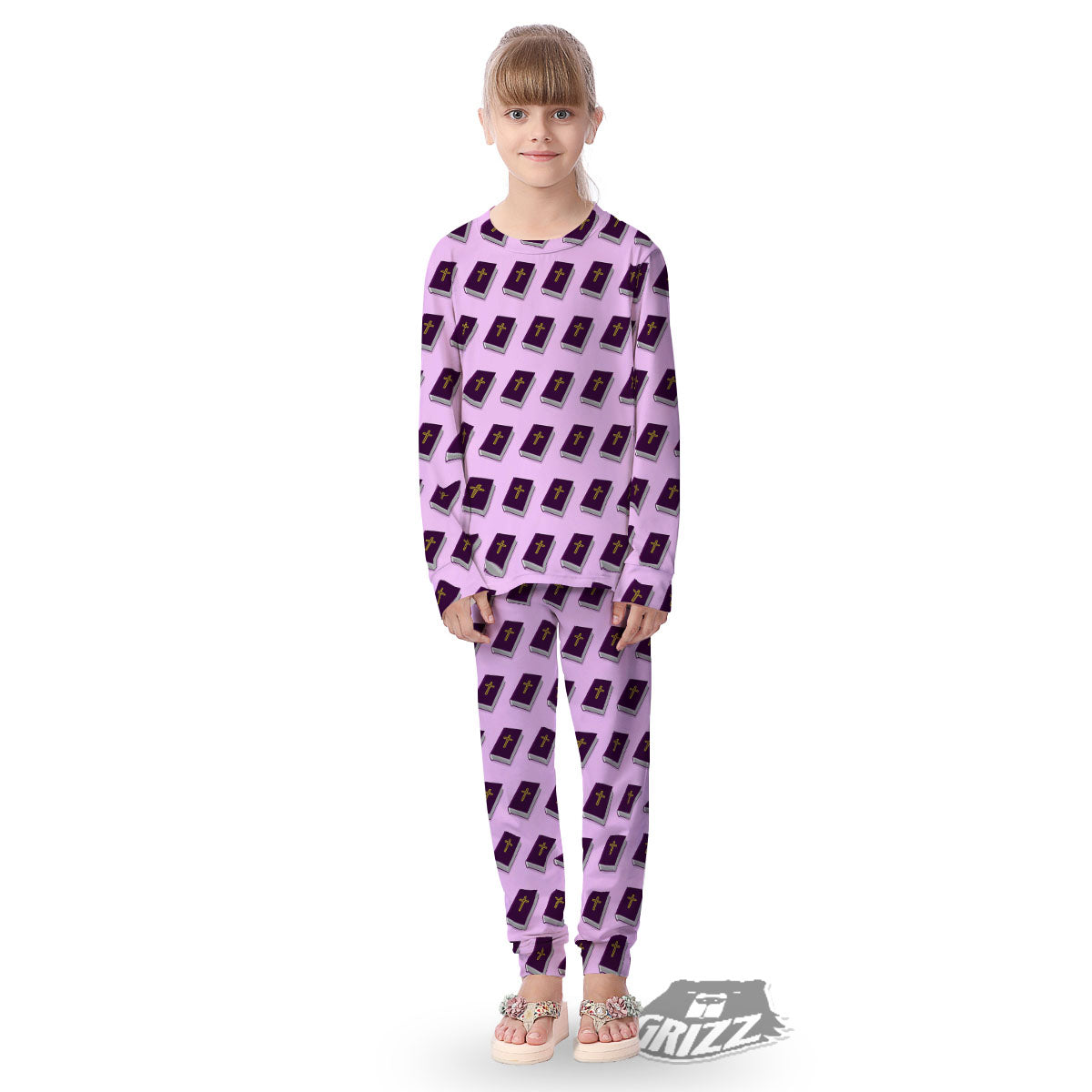 Holy Bible Purple Print Pattern Kid's Pajamas-grizzshop