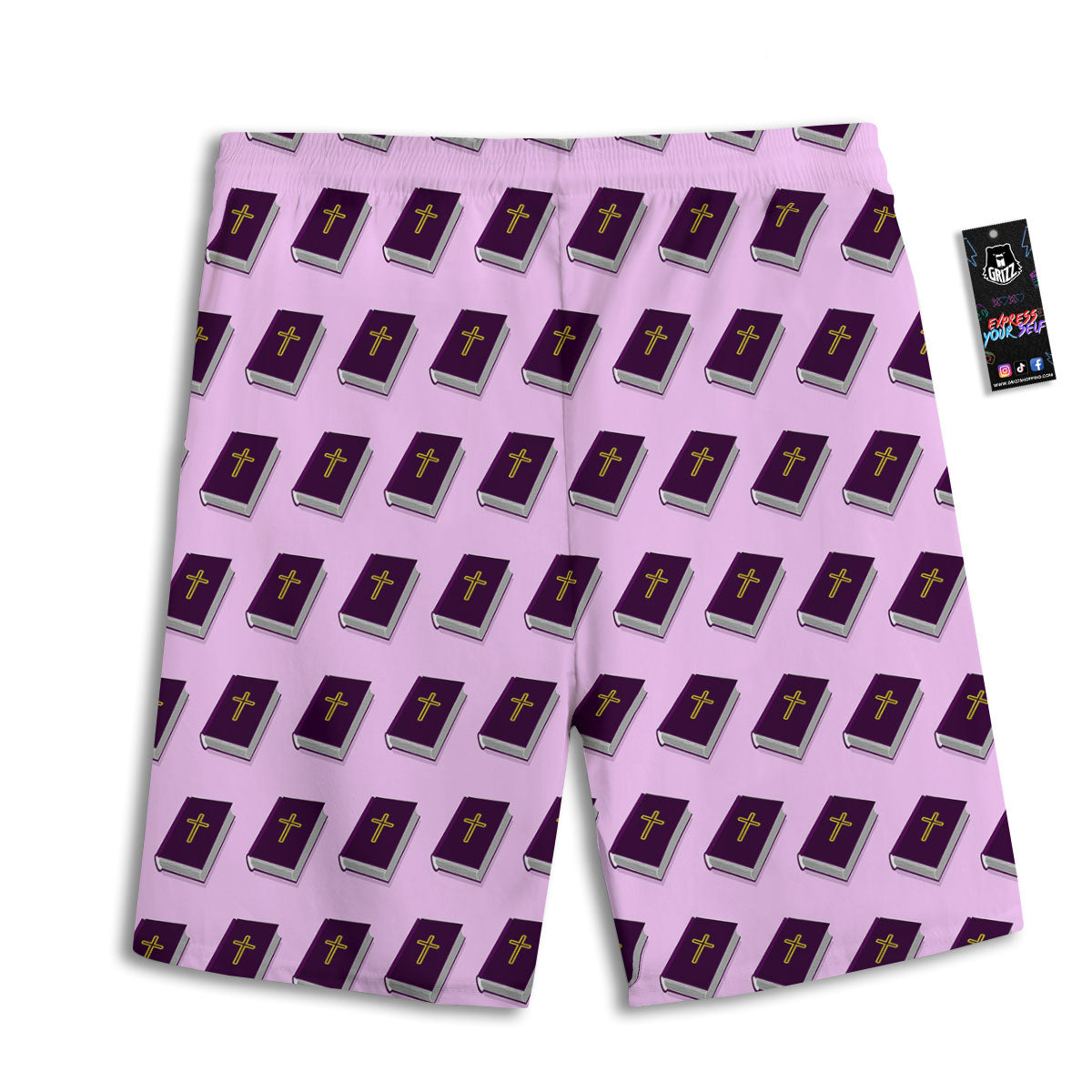 Holy Bible Purple Print Pattern Men's Athletic Shorts