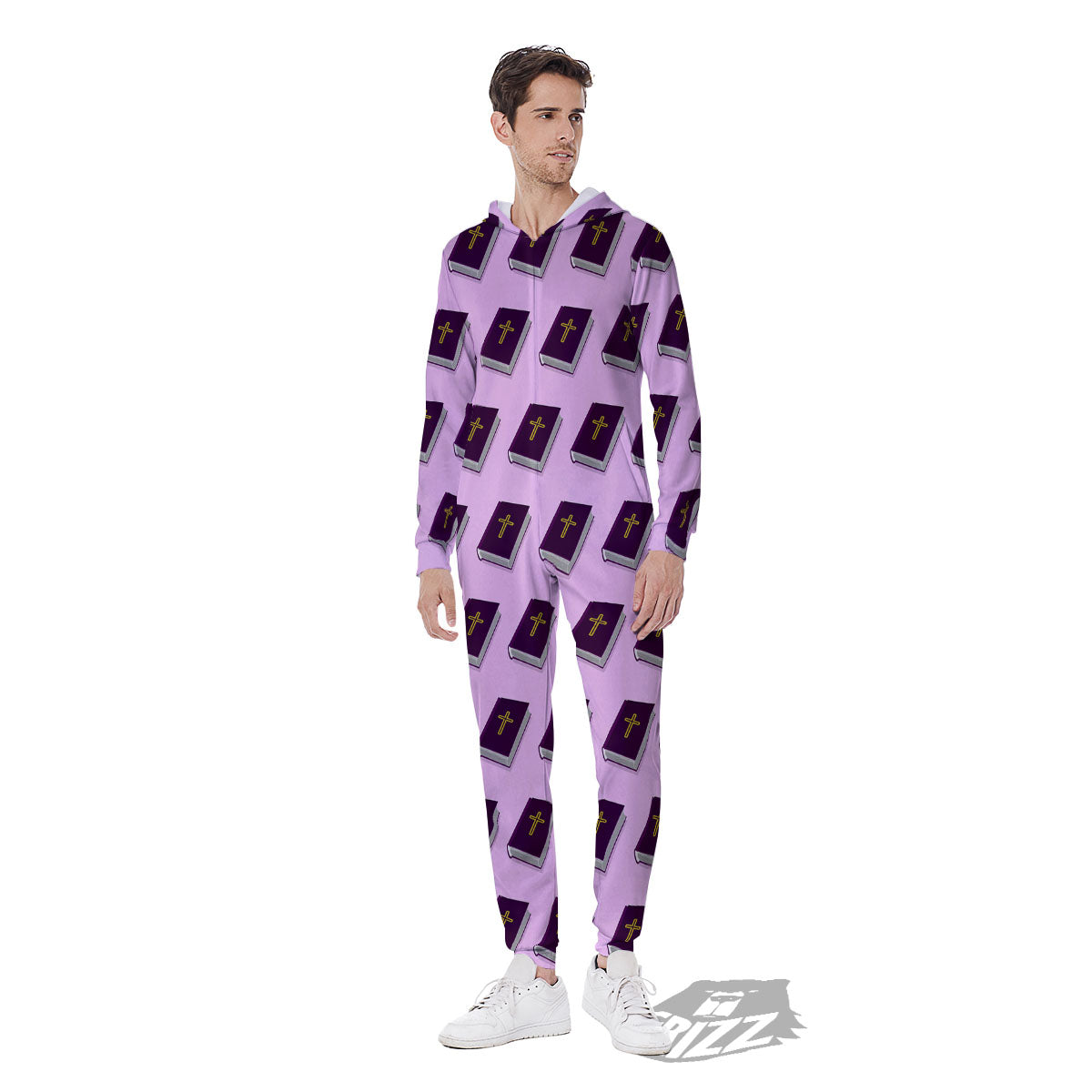 Holy Bible Purple Print Pattern Men's Jumpsuit-grizzshop