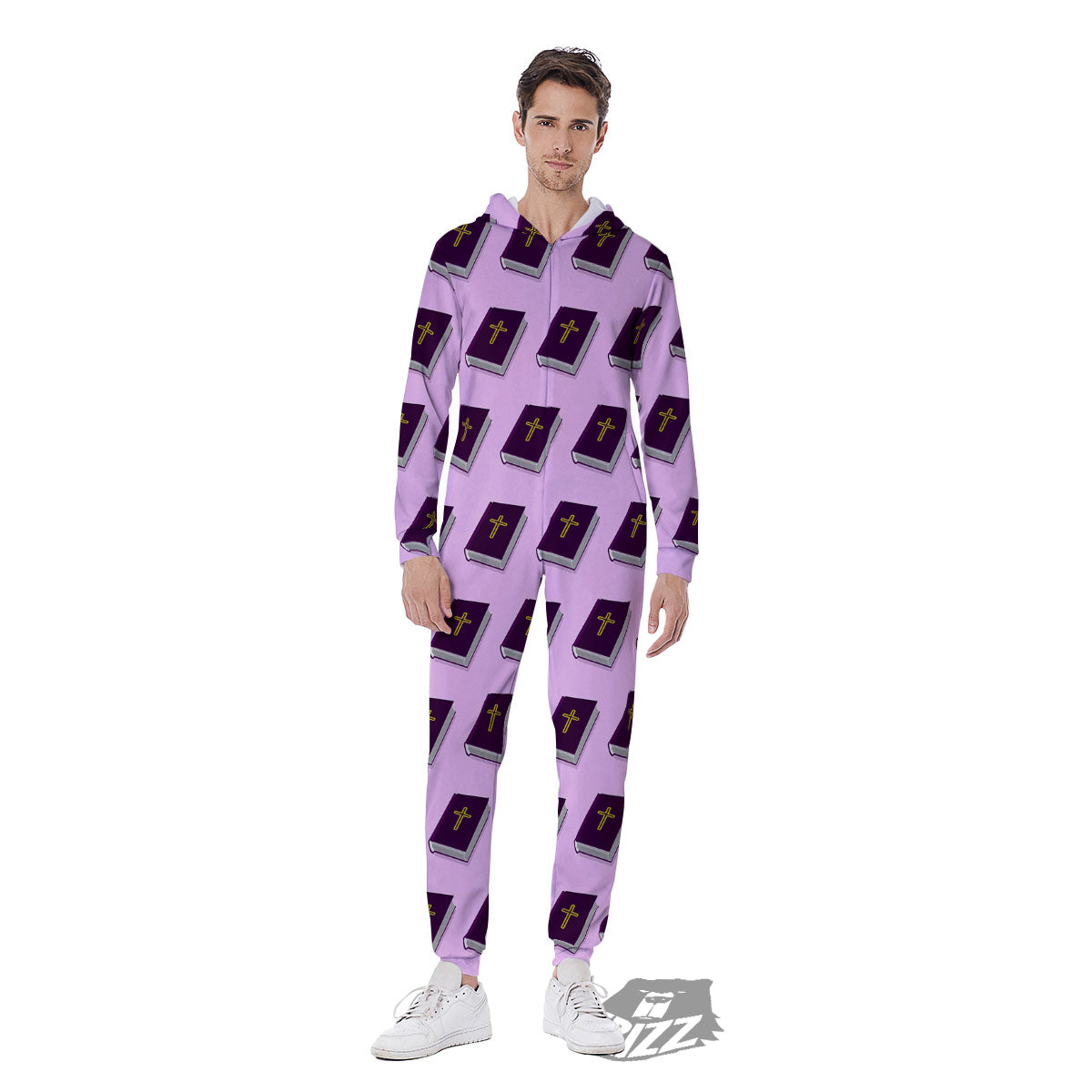 Holy Bible Purple Print Pattern Men's Jumpsuit-grizzshop