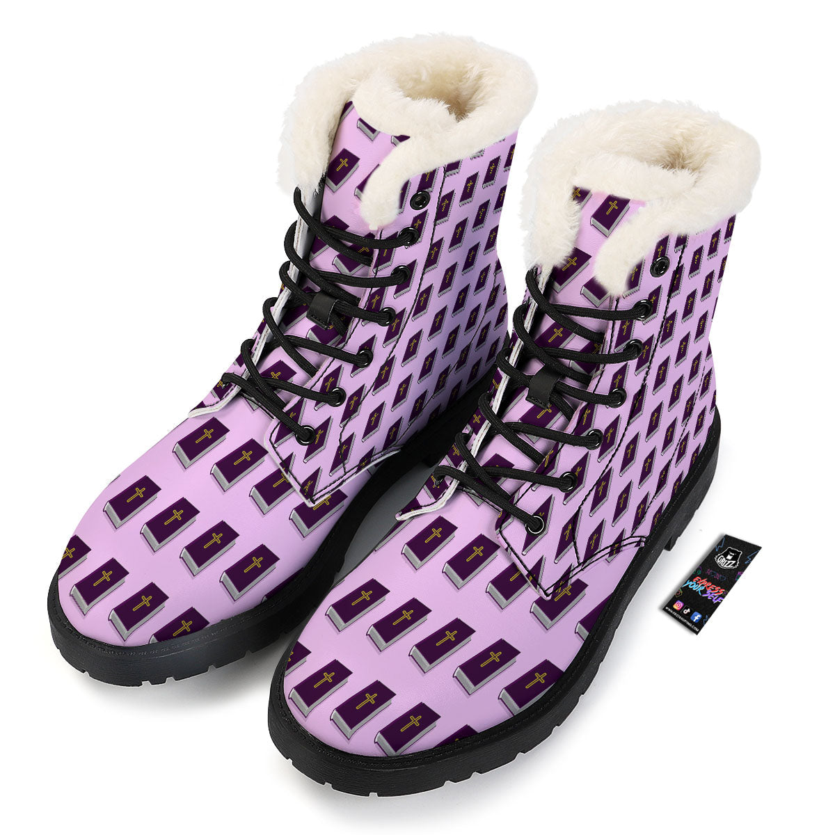 Holy Bible Purple Print Pattern Winter Boots-grizzshop
