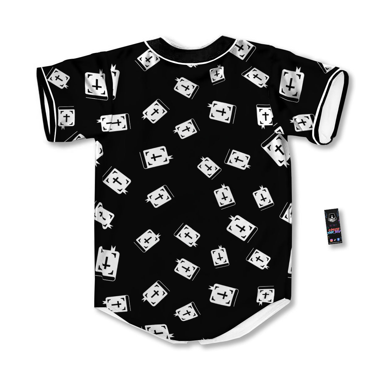 Holy Bible White And Black Print Pattern Baseball Jersey-grizzshop