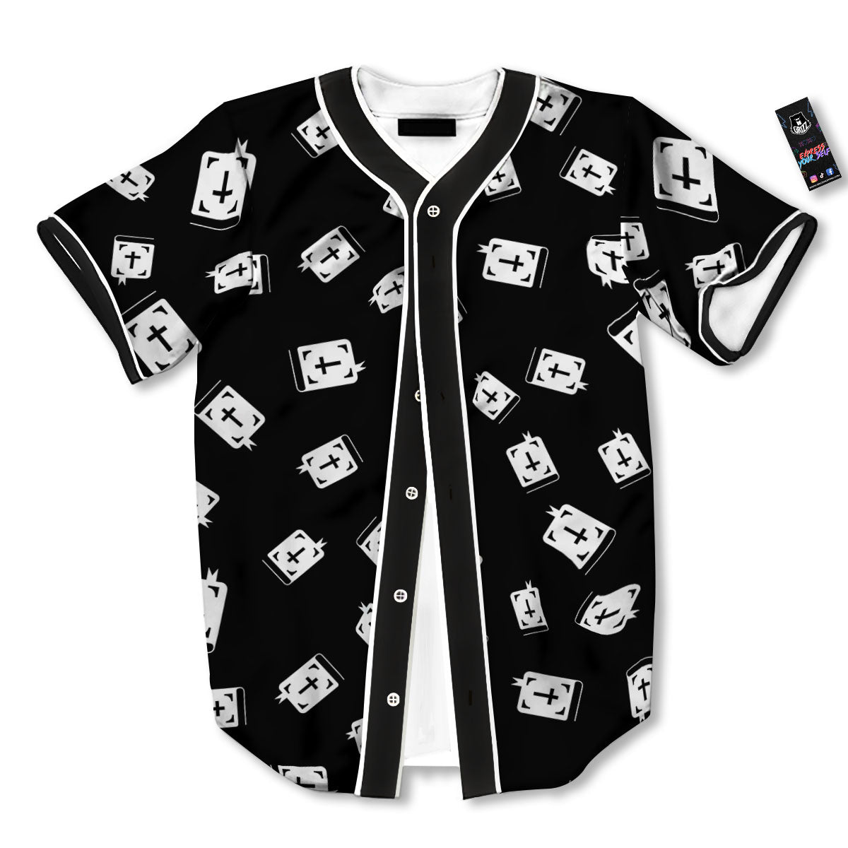 Holy Bible White And Black Print Pattern Baseball Jersey-grizzshop