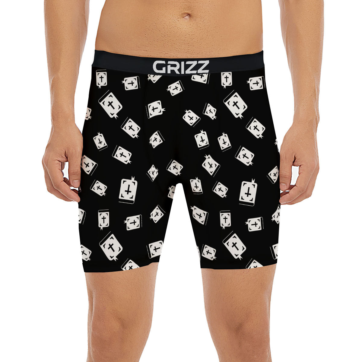 Holy Bible White And Black Print Pattern Boxer Briefs-grizzshop