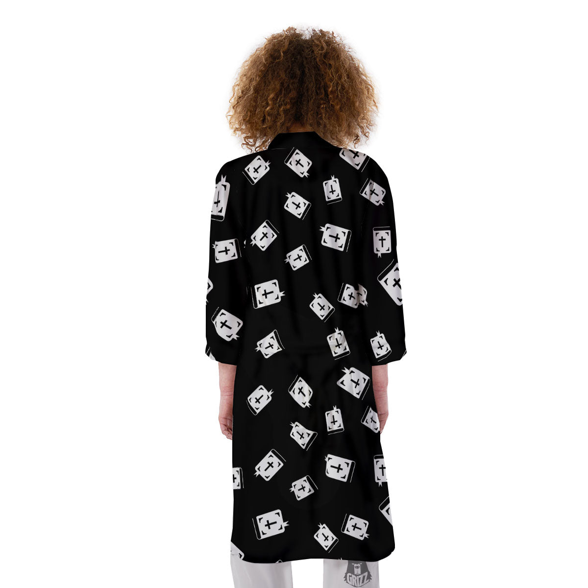 Holy Bible White And Black Print Pattern Kimono-grizzshop
