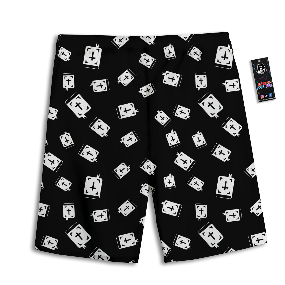 Holy Bible White And Black Print Pattern Men's Athletic Shorts