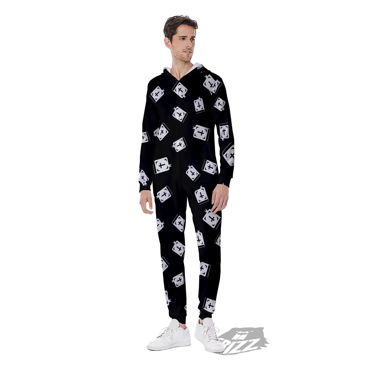 Holy Bible White And Black Print Pattern Men's Jumpsuit-grizzshop