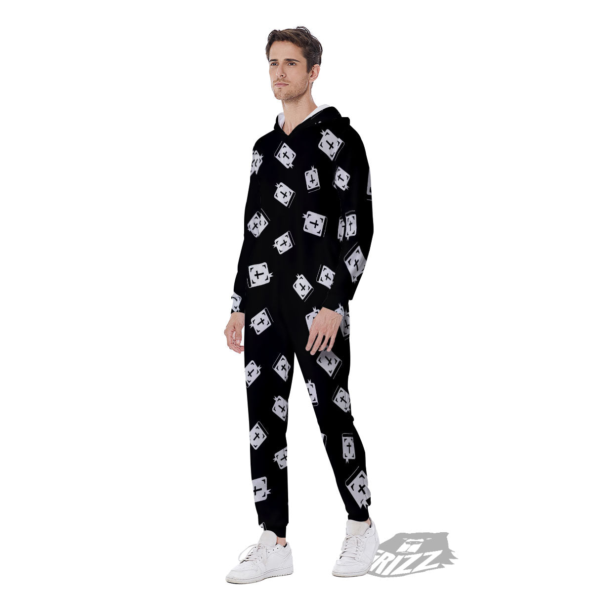 Holy Bible White And Black Print Pattern Men's Jumpsuit-grizzshop