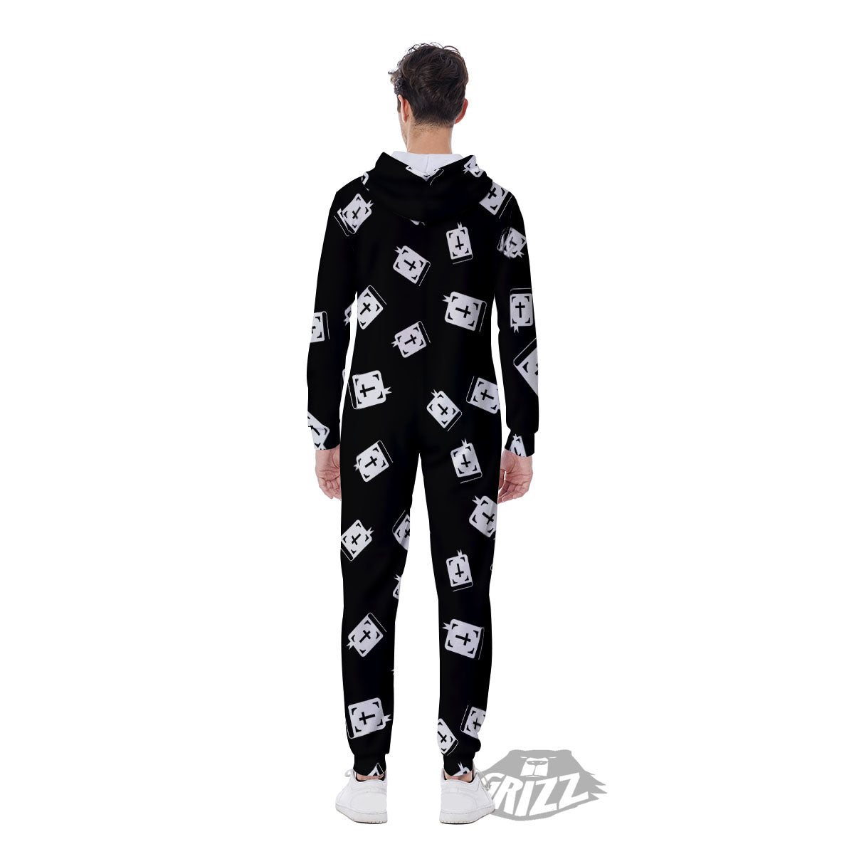 Holy Bible White And Black Print Pattern Men's Jumpsuit-grizzshop
