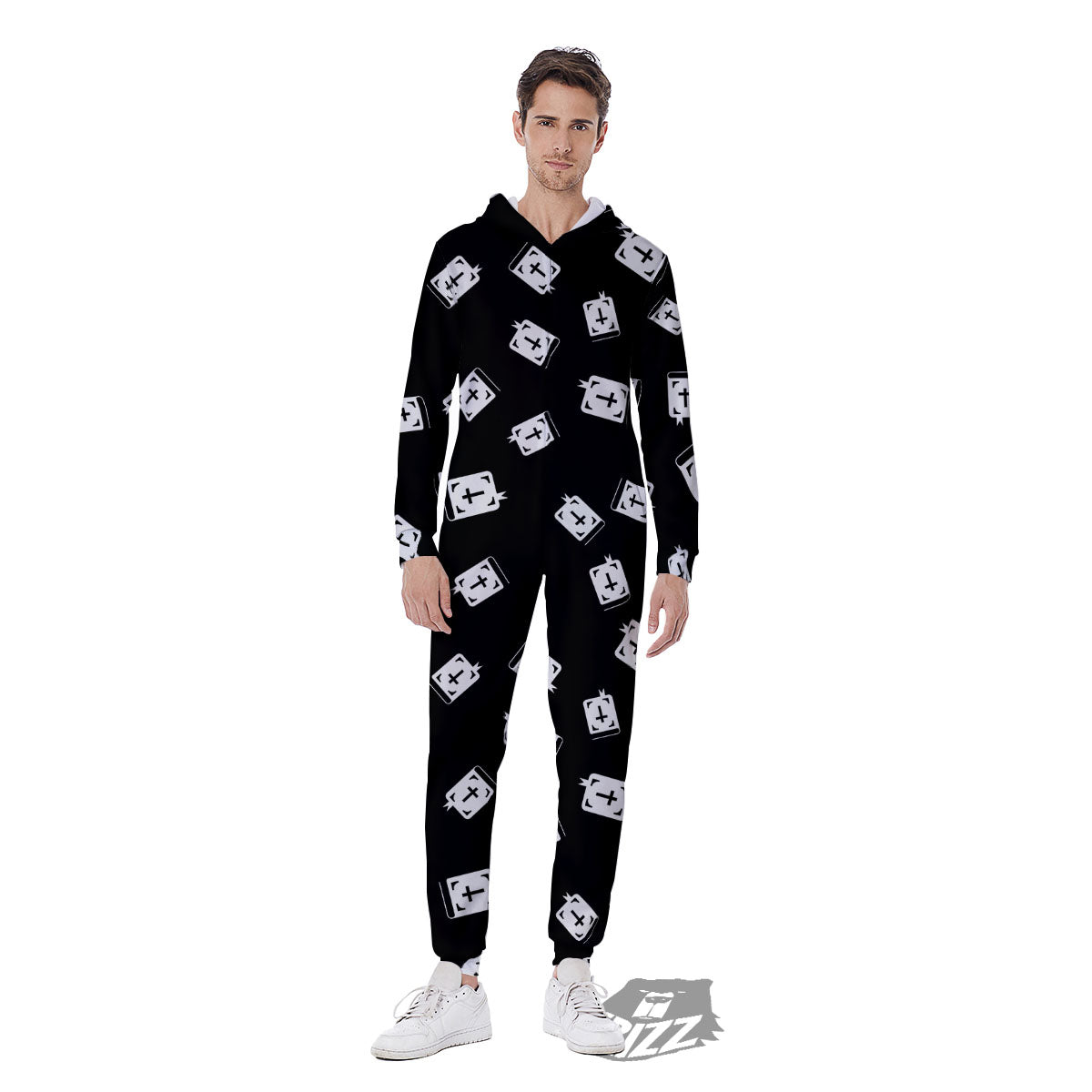 Holy Bible White And Black Print Pattern Men's Jumpsuit-grizzshop