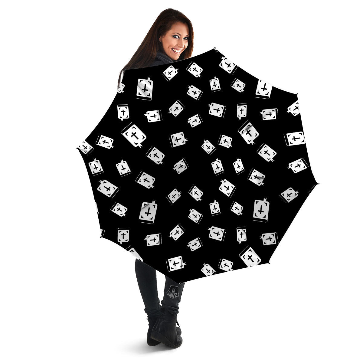 Holy Bible White And Black Print Pattern Umbrella-grizzshop