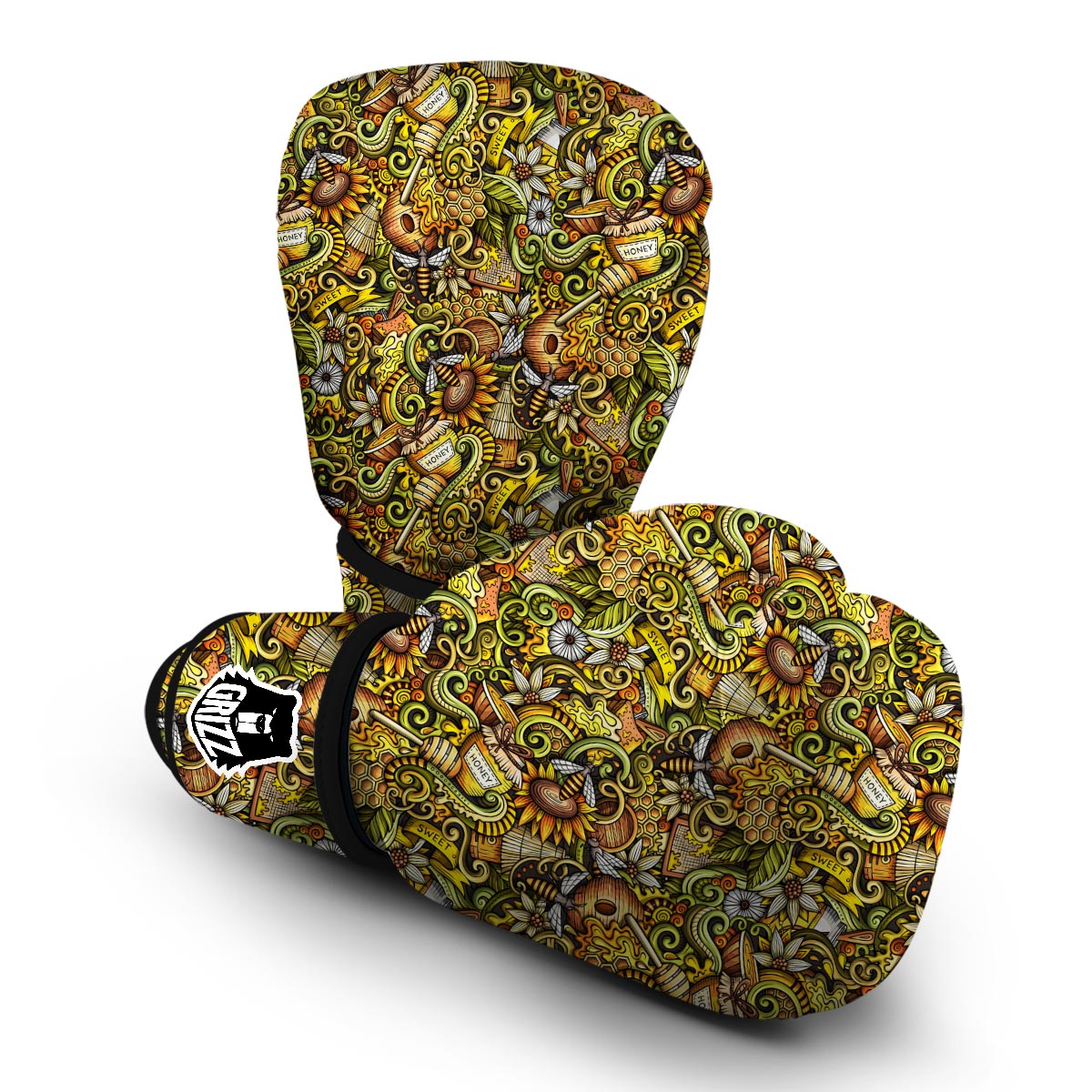 Honey Bee Psychedelic Gifts Pattern Print Boxing Gloves-grizzshop