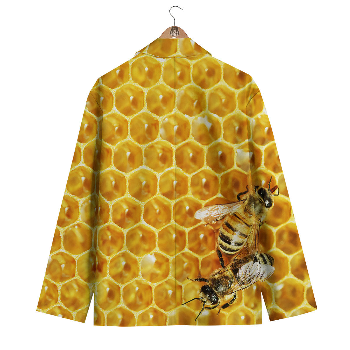 Honeycomb And Bees Print Men's Blazer-grizzshop