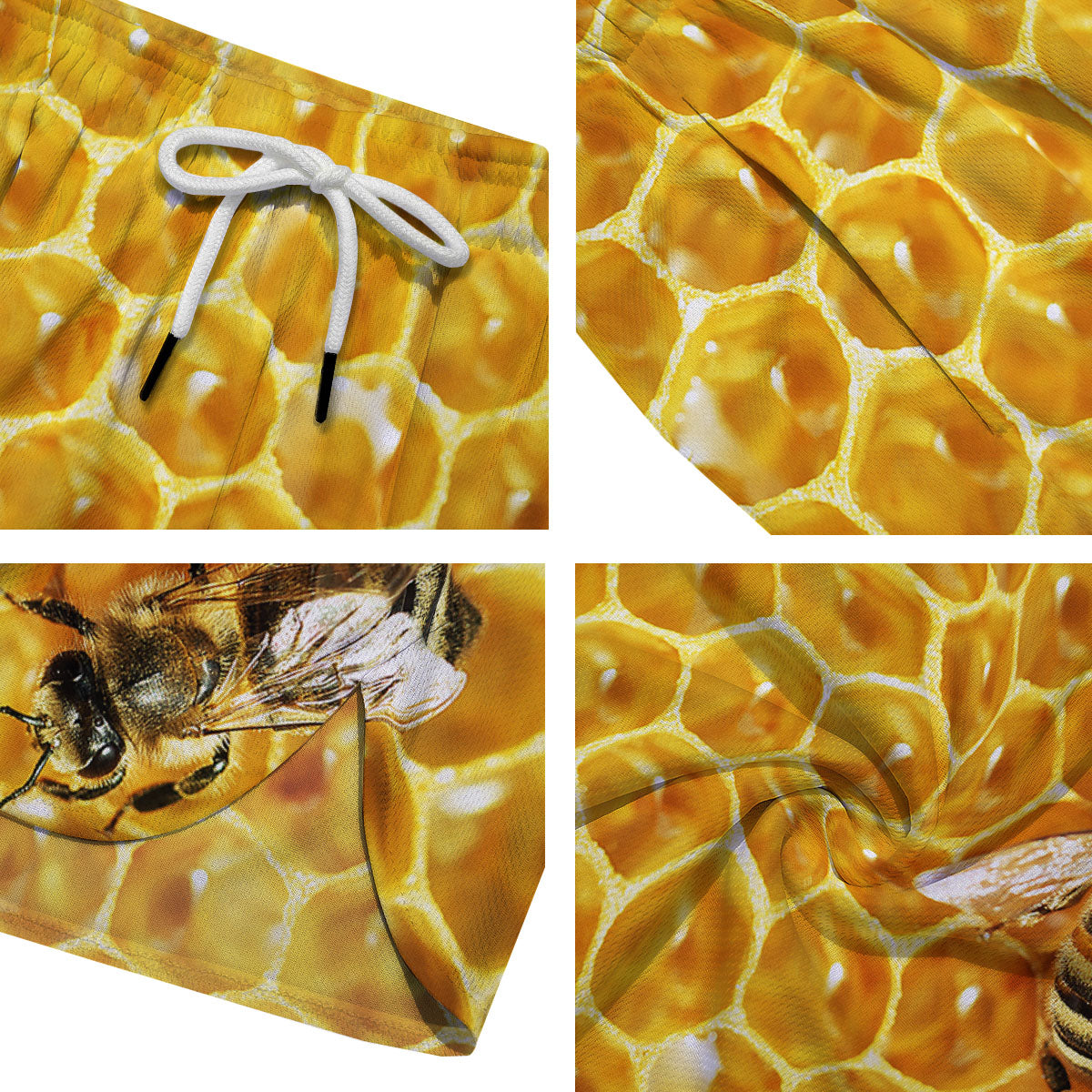 Honeycomb And Bees Print Men's Running Shorts-grizzshop