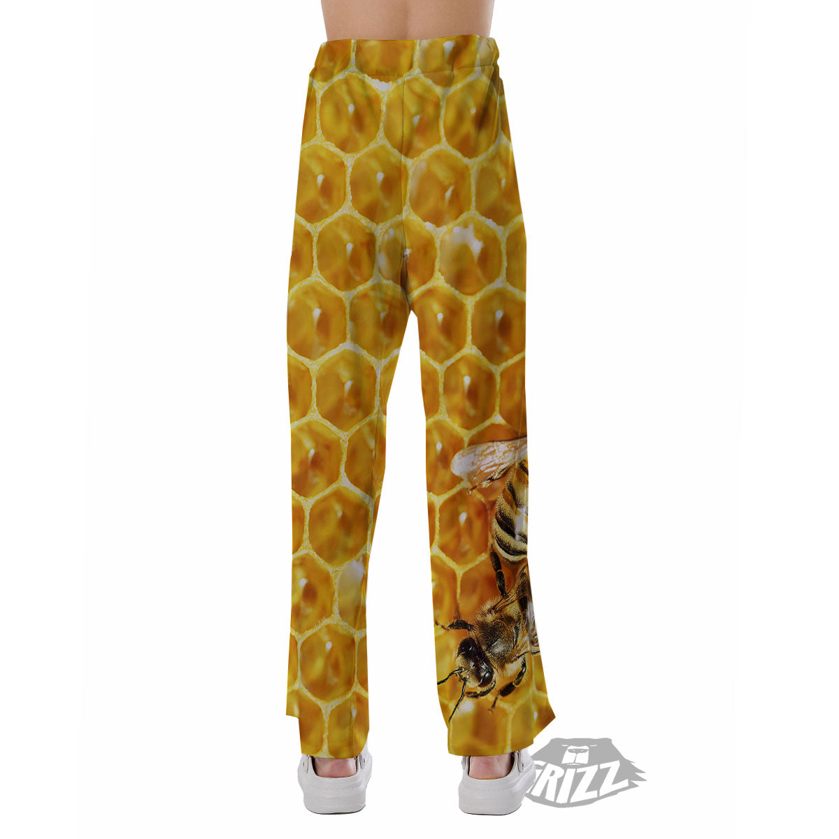 Honeycomb And Bees Print Pajama Pants-grizzshop