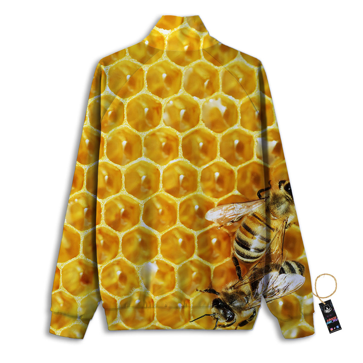 Honeycomb And Bees Print Track Jacket-grizzshop