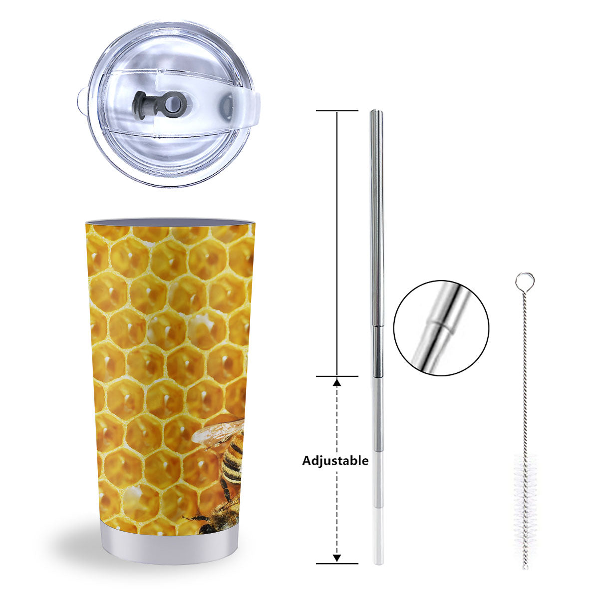 Honeycomb And Bees Print Tumbler-grizzshop