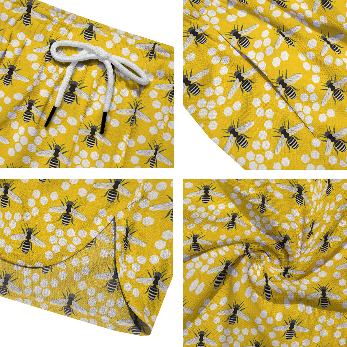 Honeycomb Bee Print Pattern Men's Running Shorts-grizzshop