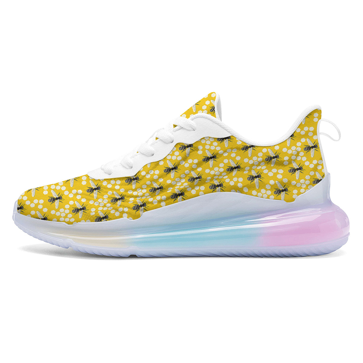 Honeycomb Bee Print Pattern Running Sneakers-grizzshop
