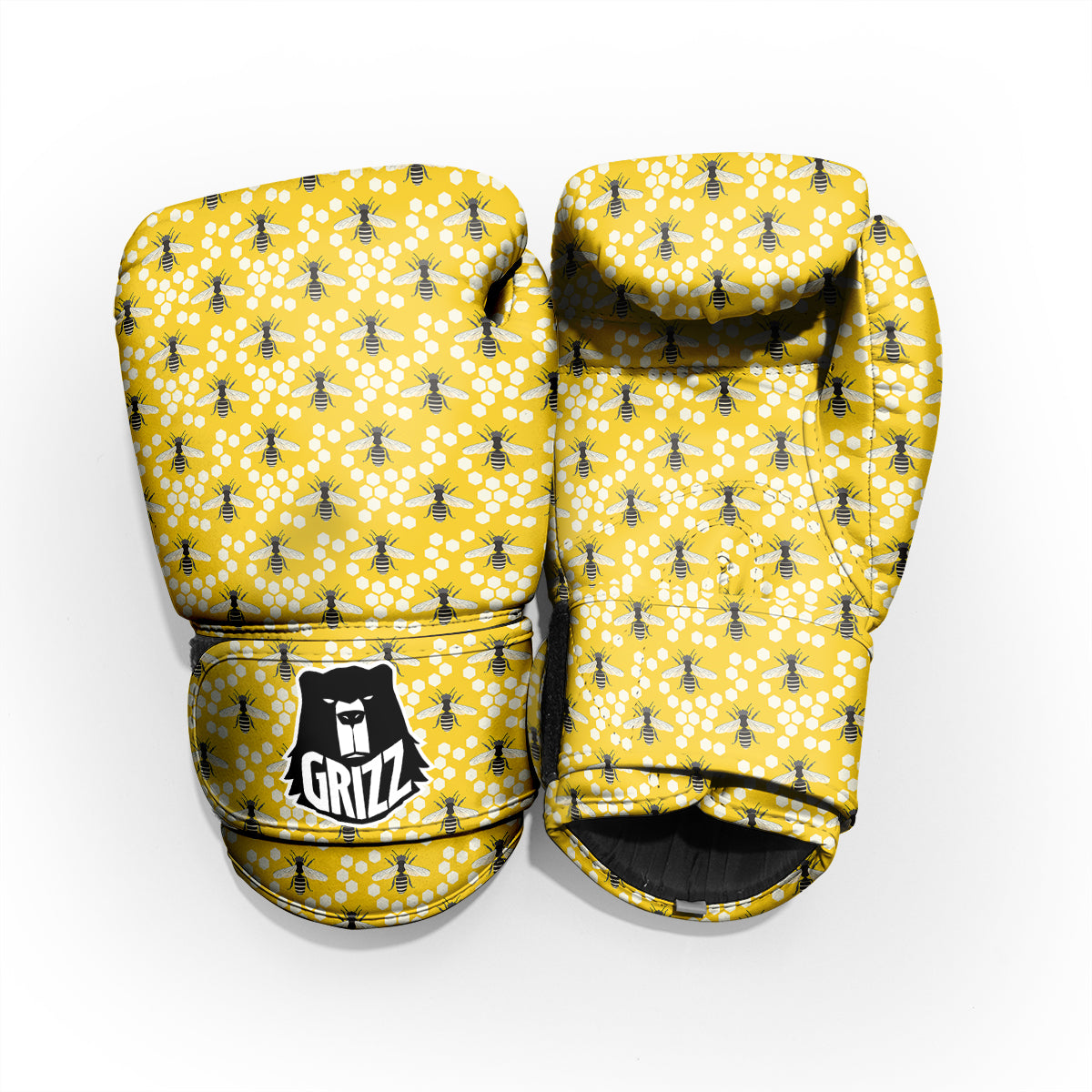 Honeycomb Bee Print Pattern Sparring Gloves-grizzshop