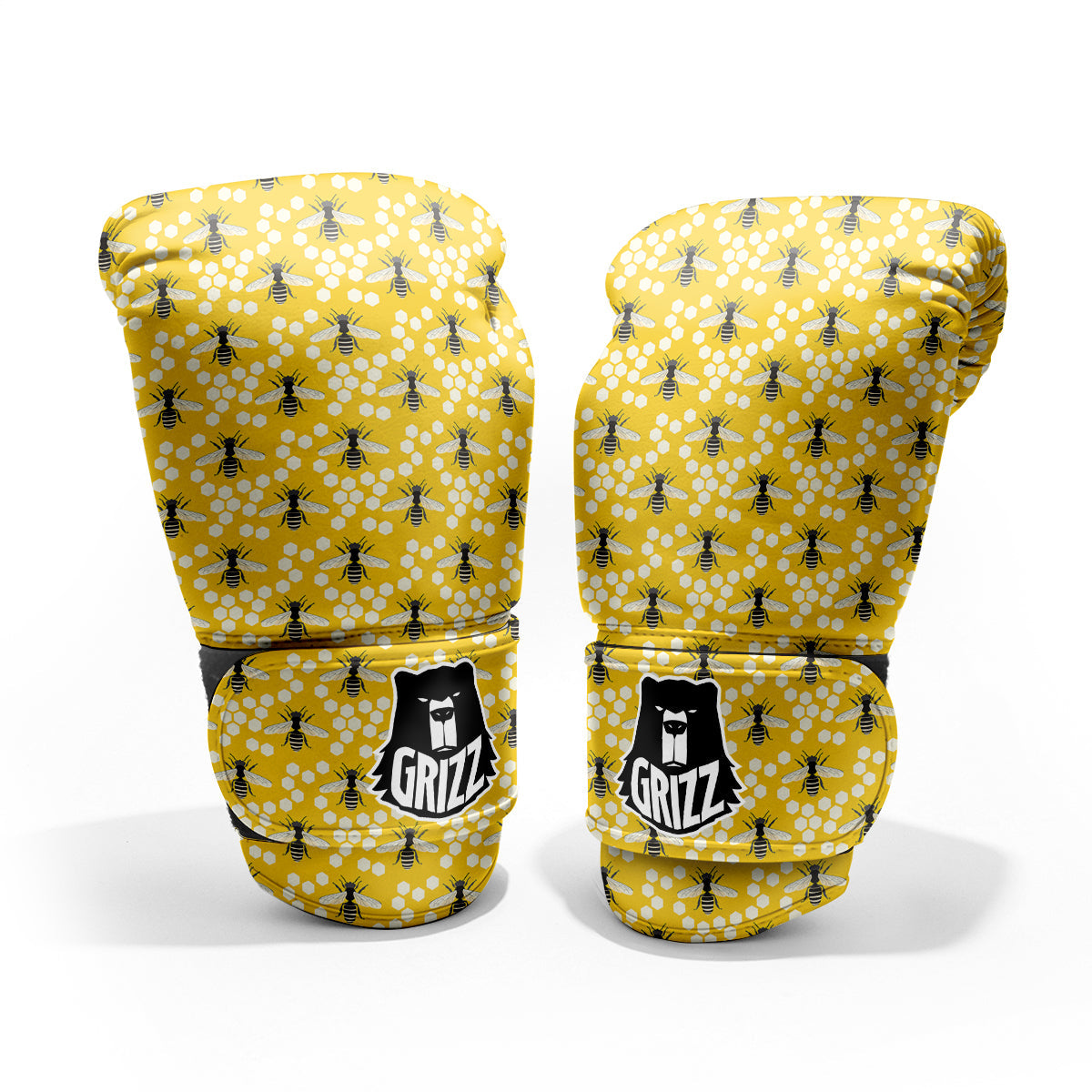 Honeycomb Bee Print Pattern Sparring Gloves-grizzshop