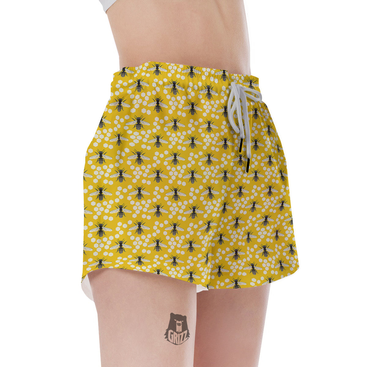Honeycomb Bee Print Pattern Women's Shorts-grizzshop