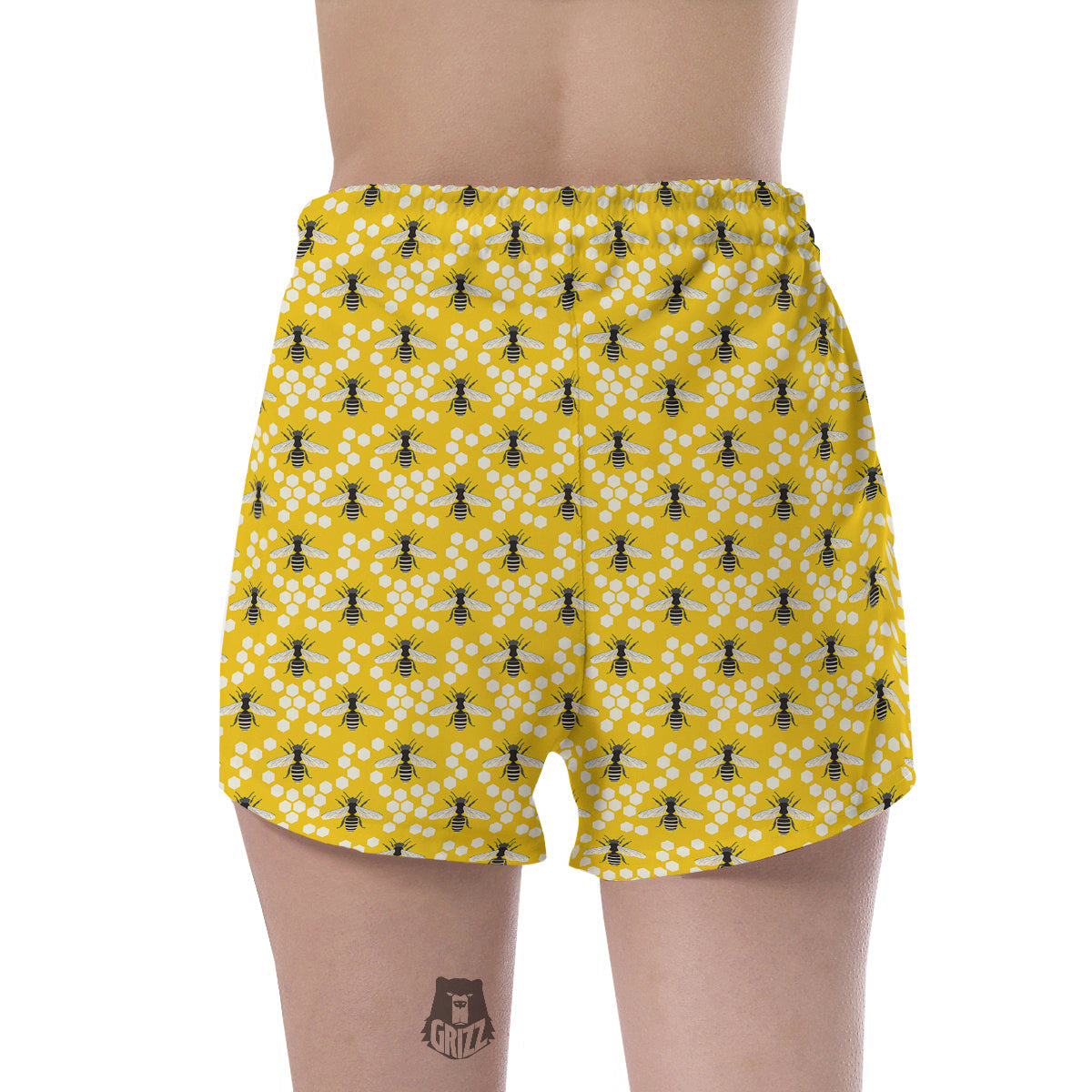 Honeycomb Bee Print Pattern Women's Shorts-grizzshop