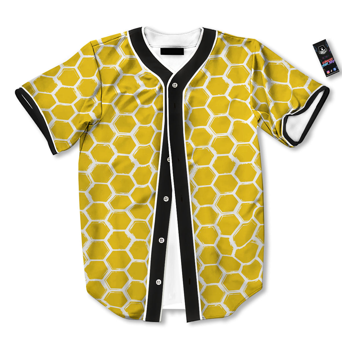 Honeycomb Print Pattern Baseball Jersey-grizzshop