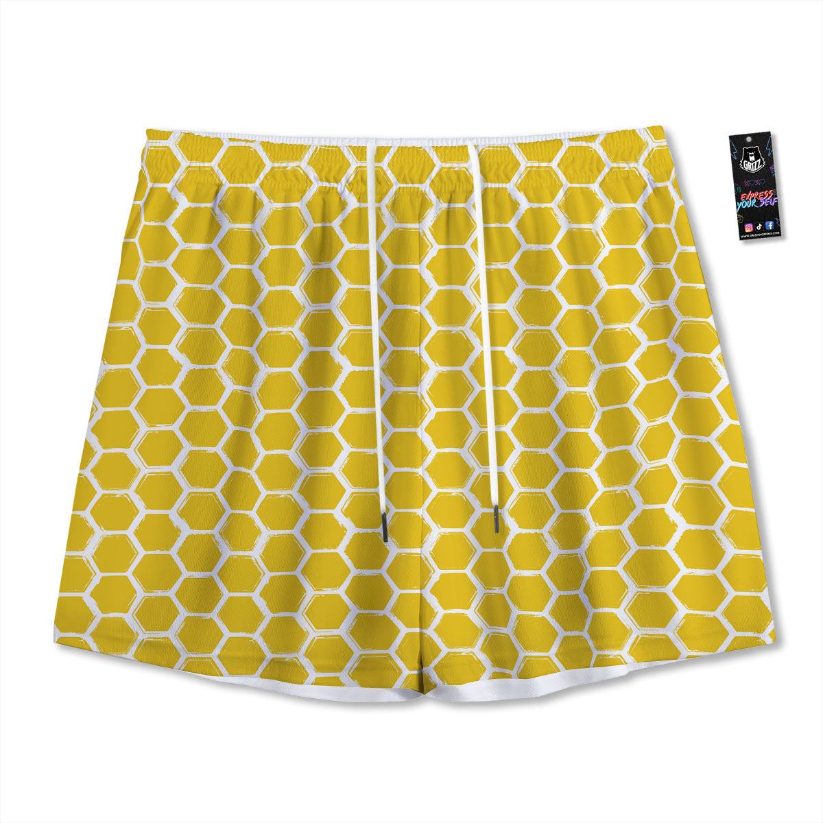 Honeycomb Print Pattern Mesh Shorts-grizzshop