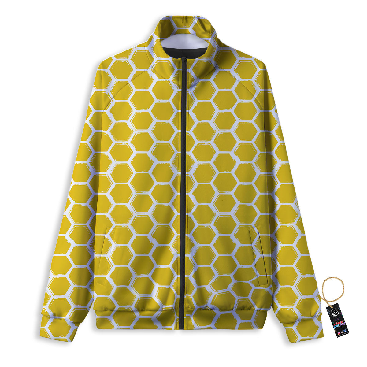 Honeycomb Print Pattern Track Jacket-grizzshop
