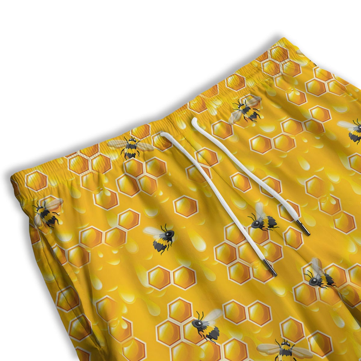 Honeycomb Sweet Honey Print Pattern Men's Athletic Shorts