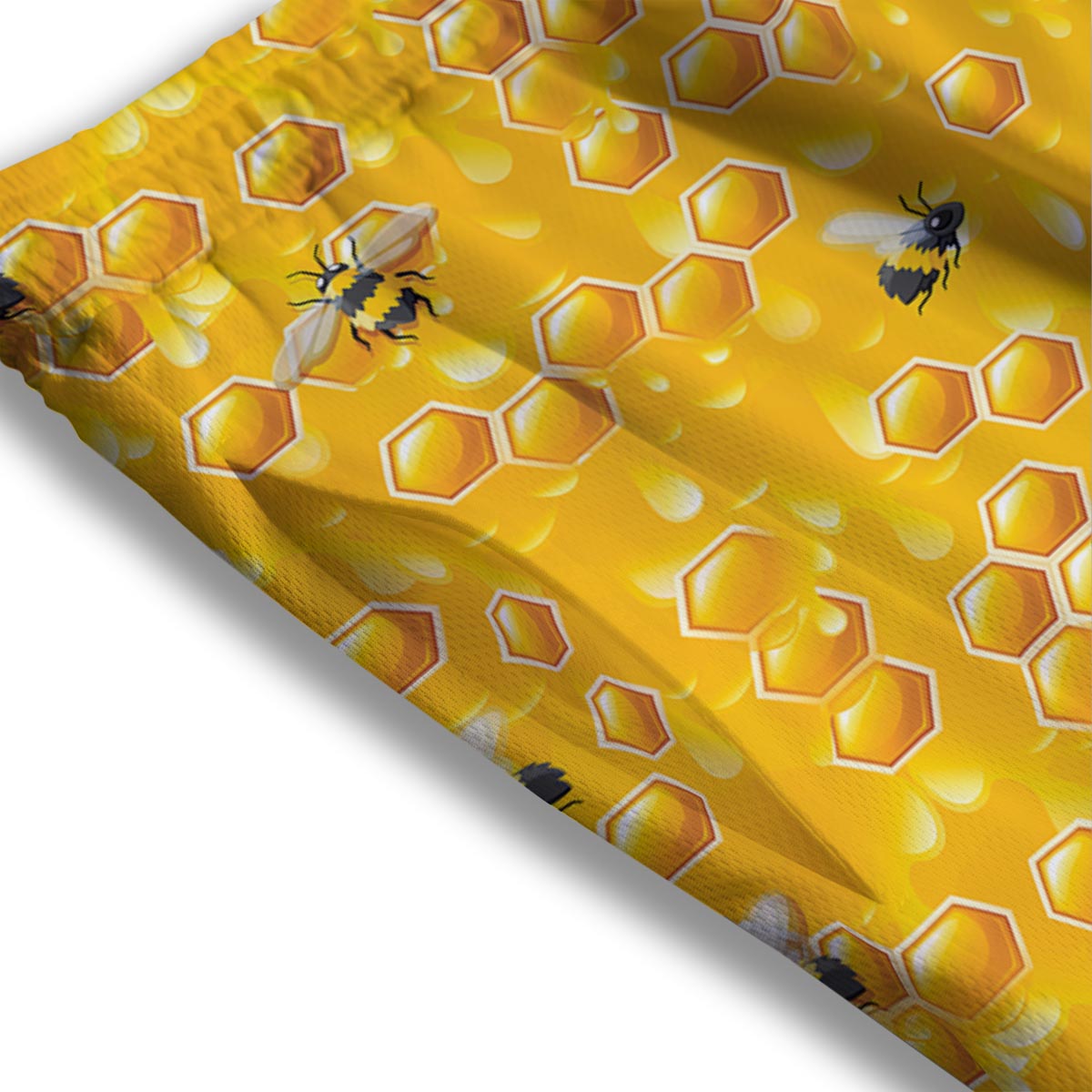 Honeycomb Sweet Honey Print Pattern Mesh Shorts