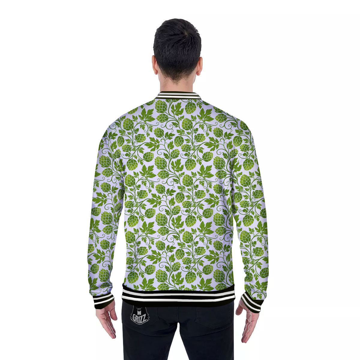Hop Cone Cartoon Print Pattern Baseball Jacket-grizzshop