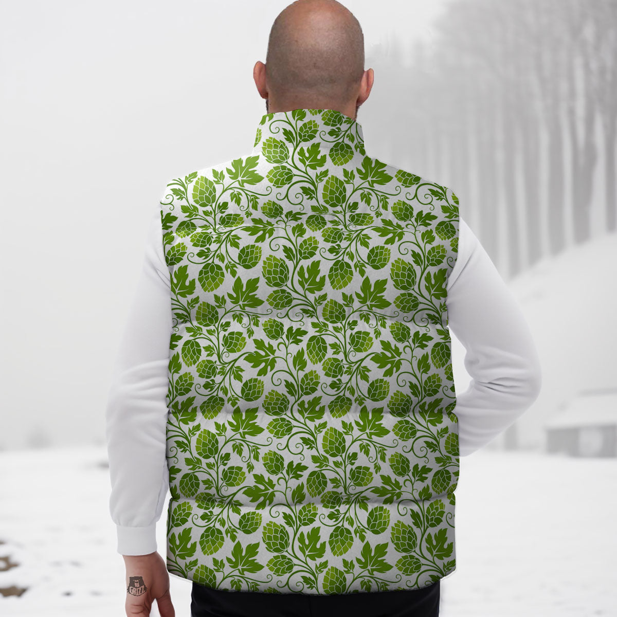 Hop Cone Cartoon Print Pattern Down Vest