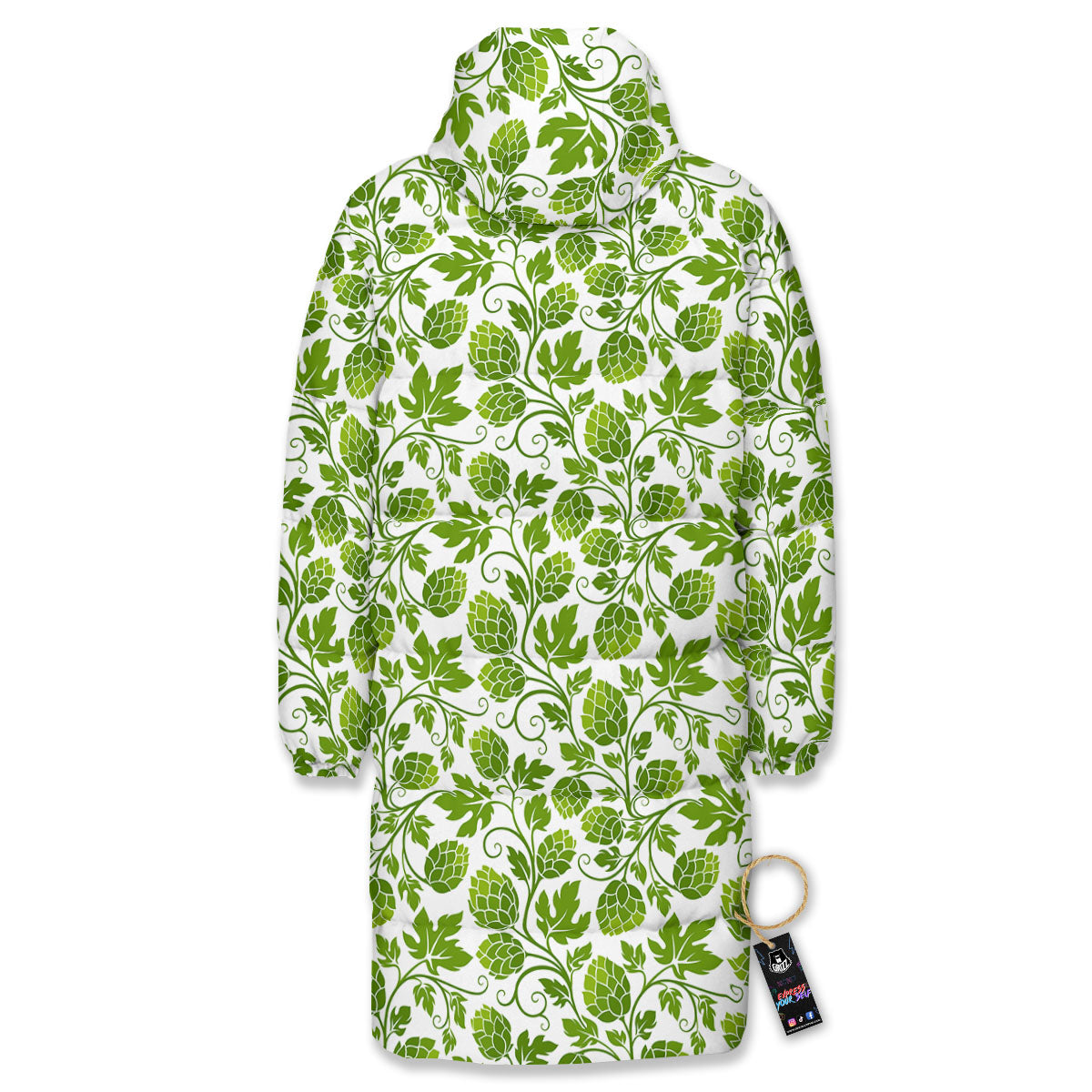 Hop Cone Cartoon Print Pattern Long Down Jacket-grizzshop