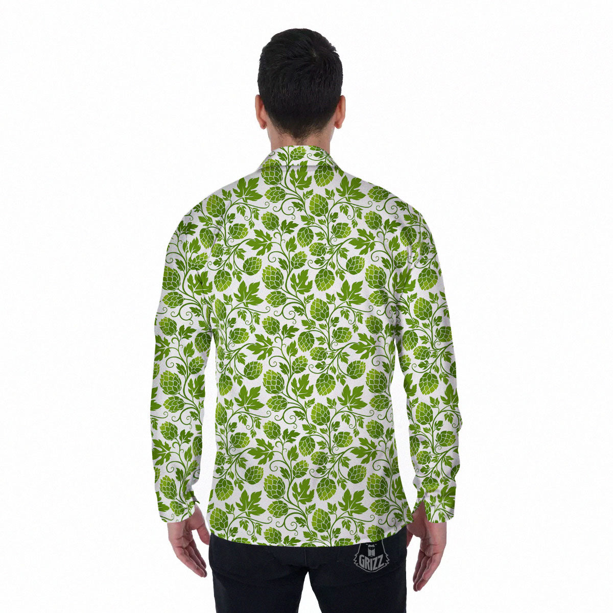 Hop Cone Cartoon Print Pattern Men's Long Sleeve Shirts-grizzshop