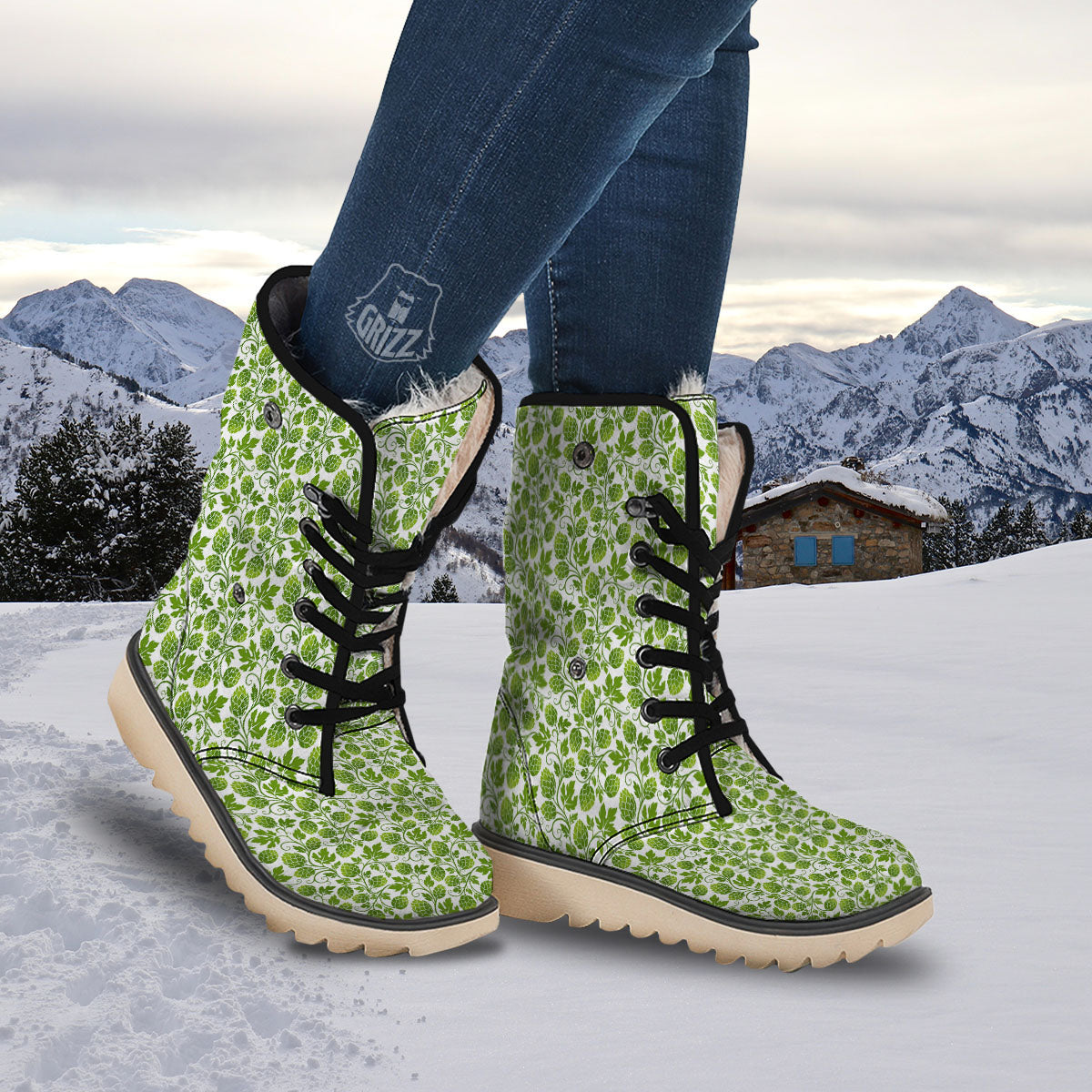 Hop Cone Cartoon Print Pattern Snow Boots-grizzshop
