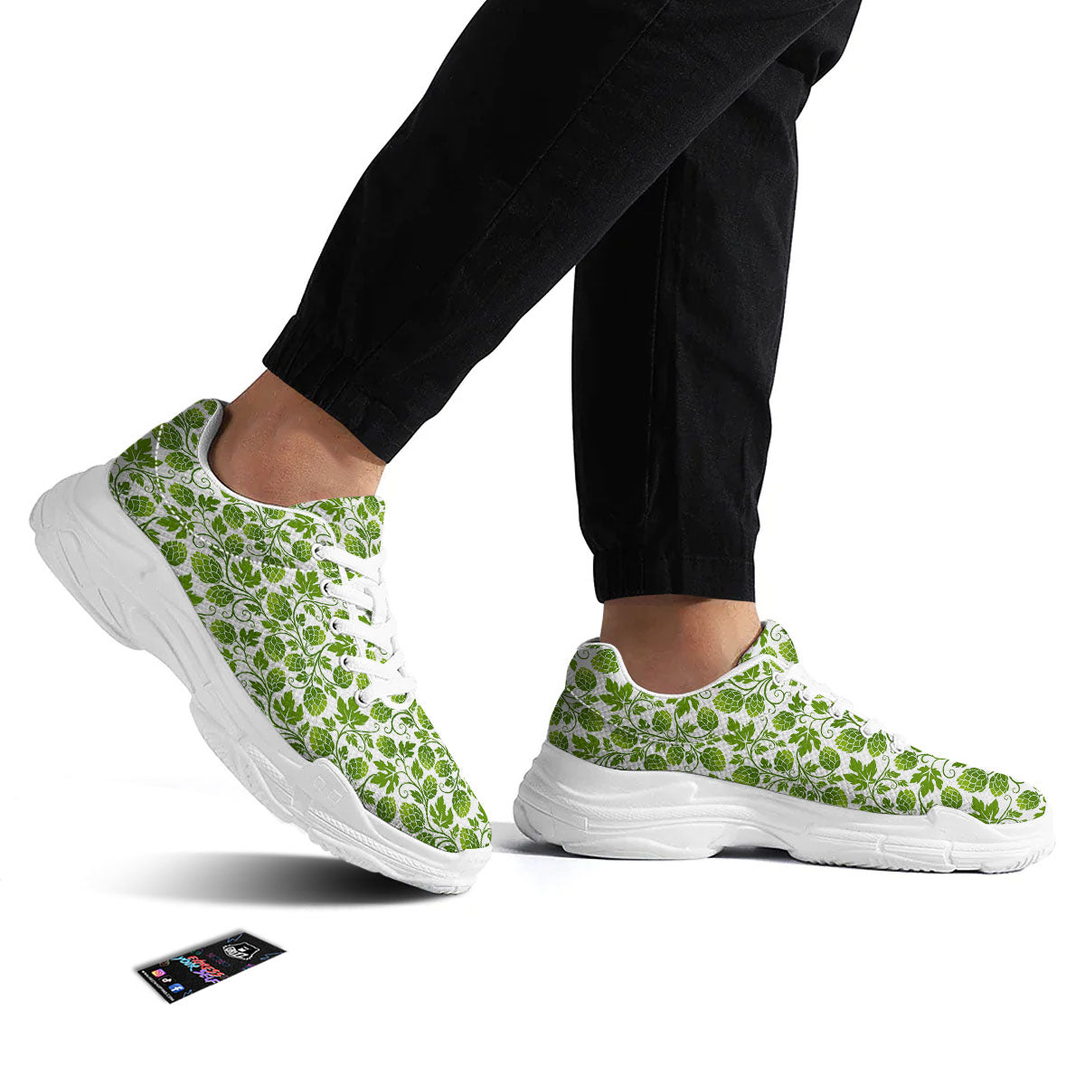 Hop Cone Cartoon Print Pattern White Chunky Shoes-grizzshop